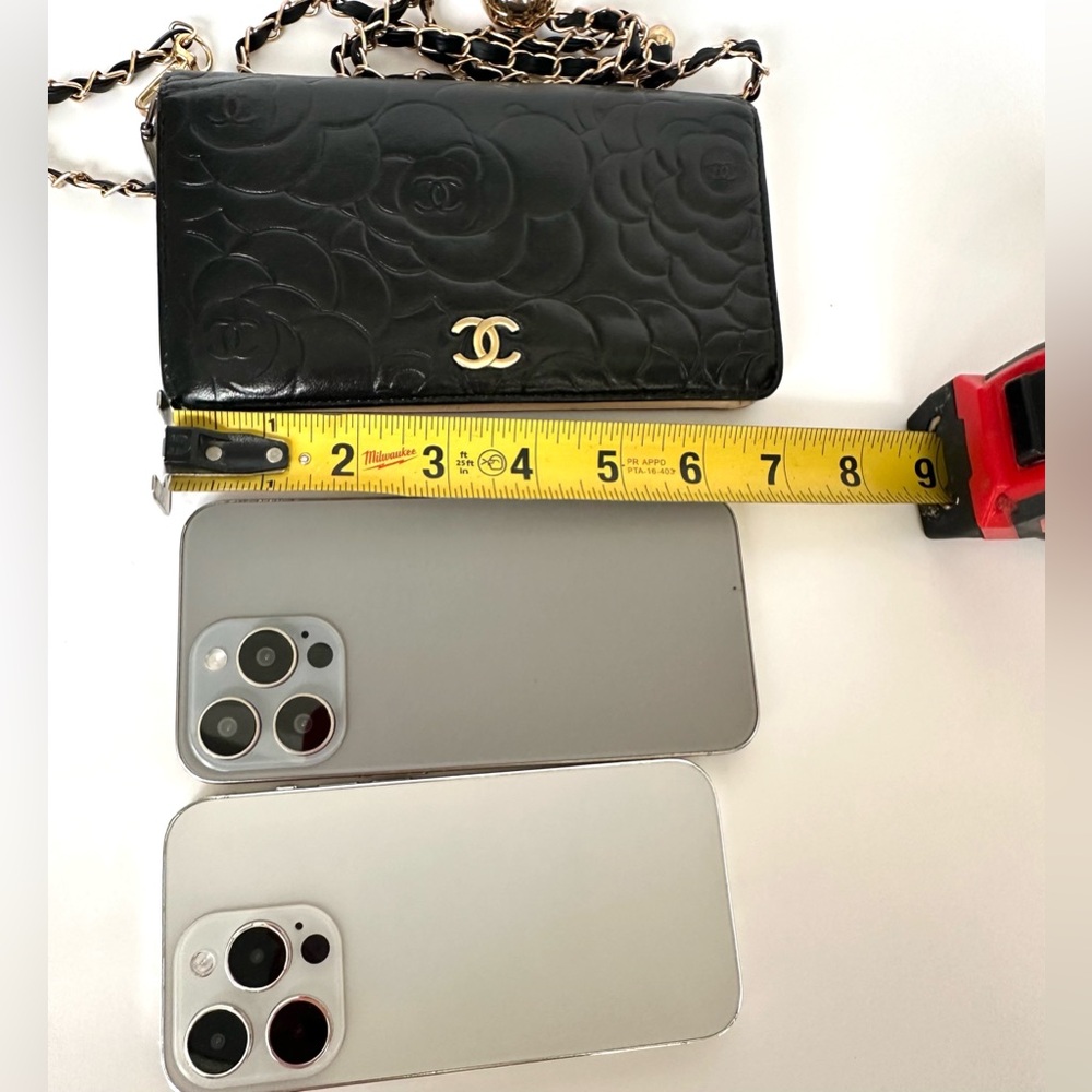 CHANEL Black Floral Embossed Wallet on Chain - Picture 9 of 12